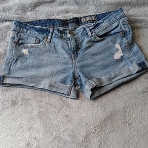 Aeropostale Midi Distressed Jean Shorts